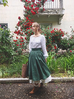 Юбка из льна костюмного с эффектом мятости