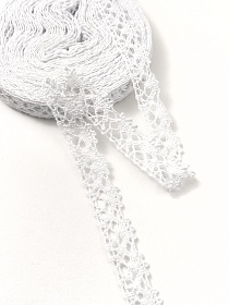 Кружево цв.белый, ш.15мм, хлопок-90%, п/э-10%, 10м, рис.016/1