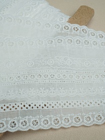 Шитье цв.молочный (общая ширина 120мм, ширина вышивки 120мм), хлопок-100%, батист