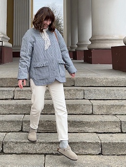 Фуфайка из вареного хлопка в клетку