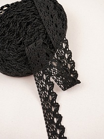 Кружево цв.черный, ш.25мм, хлопок-90%, п/э-10%, 10м, рис.117/26