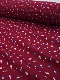Теплый хлопок "Листочки на бордовом", СОРТ2, ш.1.47м, хлопок-100%, 150гр/м.кв