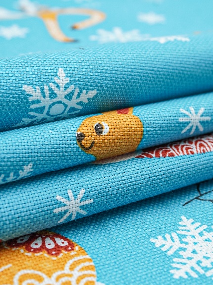 Рогожка "Зимняя сказка" цв.пыльно-бирюзовый,  ш.1.5м, хлопок-100%, 180гр/м.кв