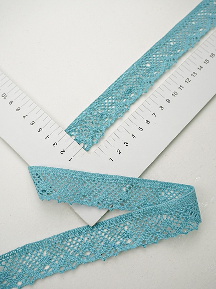 Кружево цв.бирюзовый, ш.30мм, хлопок-90%, п/э-10%, рис.111/19