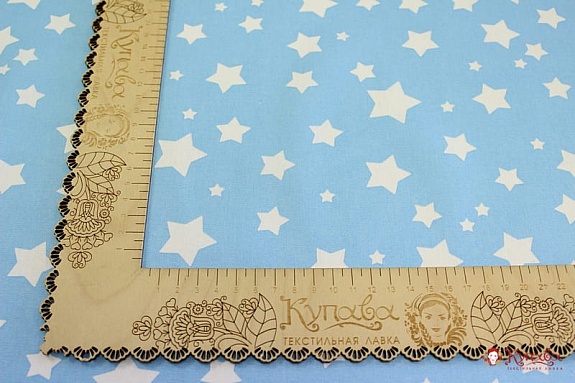 Бязь "Звездный дождь на голубом", ш.1.5м, хлопок-100%, 120гр/м.кв