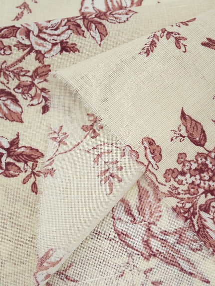 Полулен "Райские птицы" цв.вишневый, СОРТ2, ш.2.2м, лен-30%, хлопок-70%, 140гр/м.кв