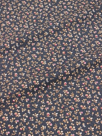 Брак(уценка) Теплый хлопок "Брусника на темно-сером с синим оттенком", ш.1.43м, хлопок-100%, 150гр/м