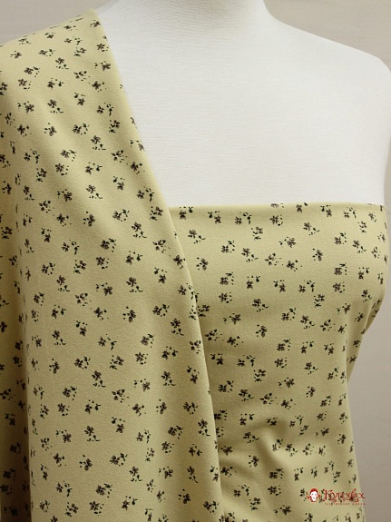 Теплый хлопок "Цветочки - мотылечки" цв.желто-песочный, ш.1.48м, хлопок-100%, 160гр/м.кв