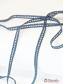 Кружево цв.темный джинс, ш.08мм, хлопок-90%, п/э-10%