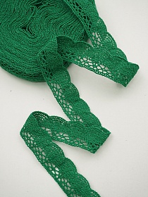 Кружево цв.изумрудно-зеленый, ш.19мм, хлопок-90%, п/э-10%, 10м, рис.110/31