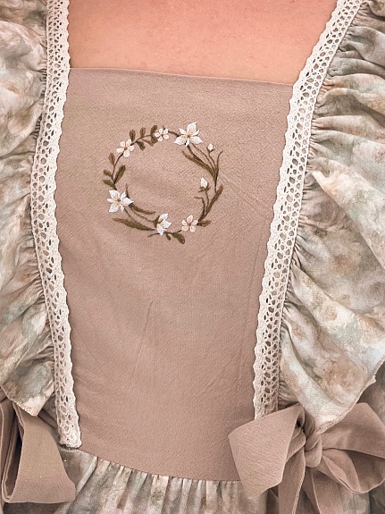 Платье из хлопка персик "Акварельная мечта"