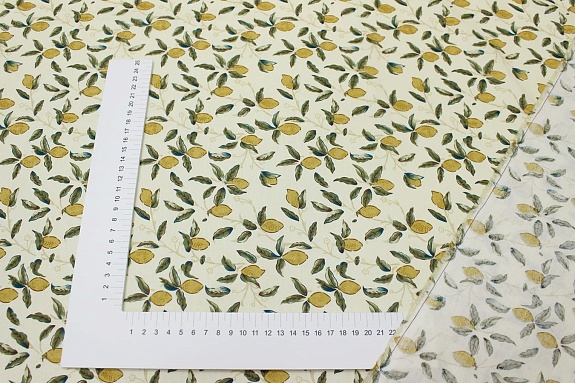 Сатин "Лимоны на веточках", ш.2.35м, хлопок-100%, 110гр/м.кв