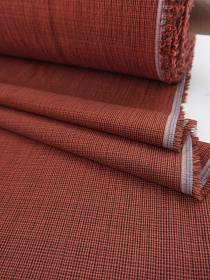 Вареный (стираный) хлопок "Клетка Мини" цв.темно-терракотовый, ш.2.5м, хл-100%, 115гр/м.кв