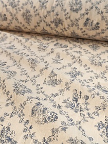 Фактурный хлопок с мережкой-полосой "Летний прованс" цв.синий, ш.1.45м, хл-100%, 90гр/м.кв