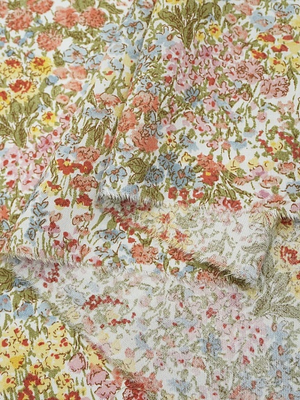 Штапель "Полевое изобилие" цв.терракотовый, ш.1.45м, вискоза-100%, 110гр/м.кв