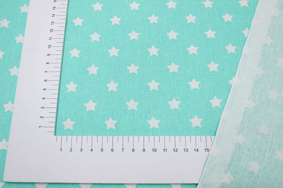 Поплин "Мелкие звезды на мятном", СОРТ2, ш.1.5м, хл-100%, 115гр/м.кв