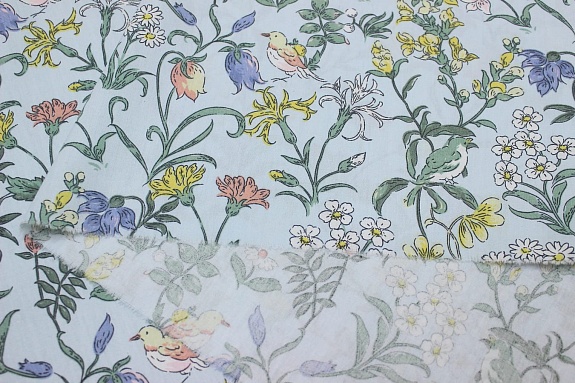 Сатин "Летняя песня" цв.голубой, ш.1.60м, хлопок-100%, 110гр/м.кв