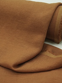 Лен с вискозой с эффектом мятости цв.Т.коричневая карамель, ш.1.4м, лен-53%, вискоза-47%, 195гр/м.кв