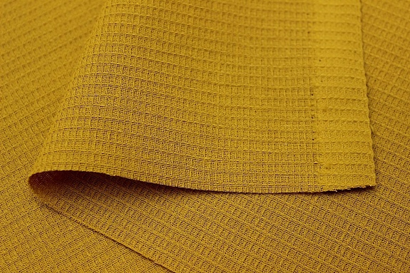 Вафельное полотно цв.Горчично-медовый, ш.1.5м,  хлопок-100%, 150гр/м.кв