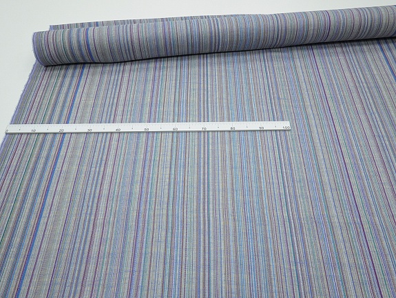 Полулен пестротканый "Васильково-голубой меланж - полоска", ш.1.6м, лен-50%, хлопок-50%, 180гр/м.кв