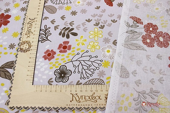 Бязь "Восторг - цветы", (комп), ш.2.2м, хлопок-100%, 120гр/м.кв