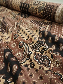 Импорт. хлопок "Восточный узор-пэчворк" цв.коричневый, ш.1.45м, хлопок-100%, 100гр/м.кв