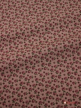 Муслин двухслойный с эф.фактурной стежки "Винтажные розочки на розово-коричневом", ш.1.35м, хл-100%