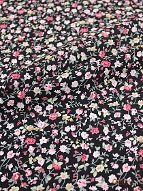 Импорт. хлопок "Цветочный вьюнок на черном", ш.1.5м, хлопок-100%, 110гр/м.кв