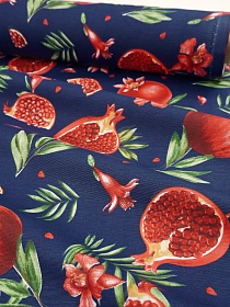 Ткань Дак "Гранаты на сине-фиолетовом", ш.1.8м, хлопок-65%, п/э-35%, 210гр/м.кв