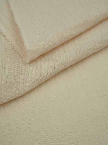 Муслин двухслойный с эффектом жатости цв.Светлый телесно-желтый, ш.1.4м, хл-100%, 110гр/м.кв