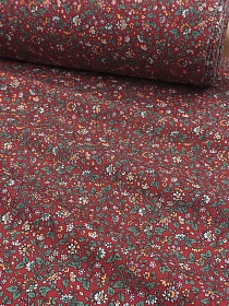 Импорт. хлопок (ситец) "Сказочный вьюнок на бордовом", ш.1.5м, хлопок-100%, 95гр/м.кв