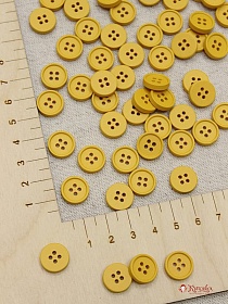 Пуговица пластмасса, цв.желтая горчица, 12мм, 4 отверстия