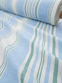 Полулен пестротканый "Полоска" цв.голубой/зеленый, ш.1.5м, лен-67%, хлопок-33%, 190гр/м.кв