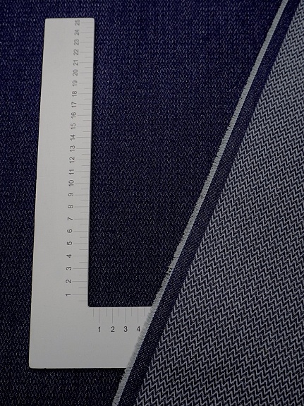 Плотная фактурная джинсовая ткань "Елочка" цв.чернильный, ш.1.8м, хлопок-65%, п/э-35%, 310гр/м.кв