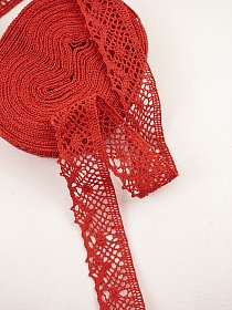 Кружево цв.темно-красный, ш.30мм, хлопок-90%, п/э-10%, 10м, рис.111/16