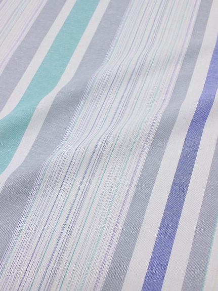 Мерный лоскут(ткань в отрезах)Полулен "Постельный меланж с широкой мятной/серой полоской", ш.1.95м, лен-30%, хл-70%, 135гр/м.кв