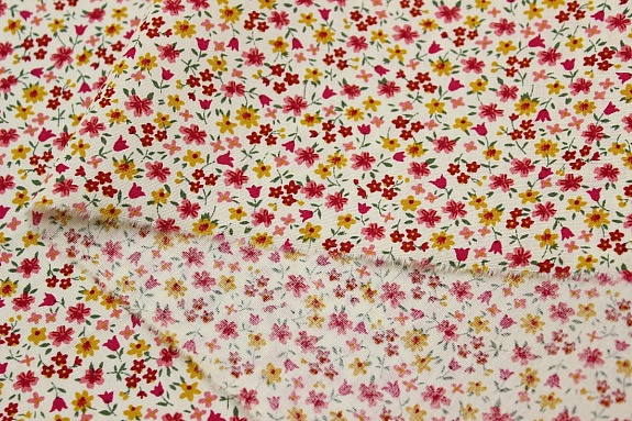 Импорт. хлопок "Цветочные огоньки", цв.малиновый, ш.1.46м, хлопок-100%, 100гр/м.кв