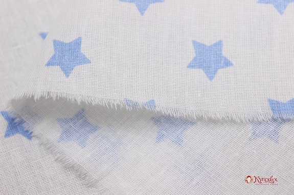 Поплин "Мелкие голубые звезды", СОРТ2, ш.1.5м, хлопок-100%, 115гр/м.кв