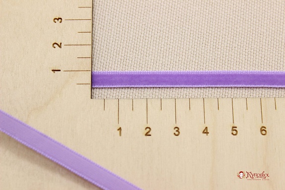 Лента бархатная цв.Насыщенная сирень, ш.6мм, полиэстер-100%