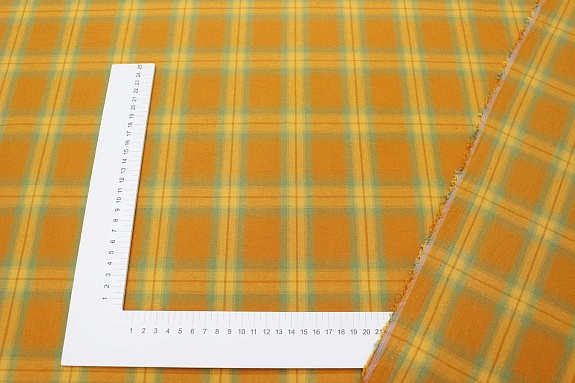 Вареный (стираный) хлопок "Клетка" цв.охра, ш.2.5м, хлопок-100%, 115гр/м.кв