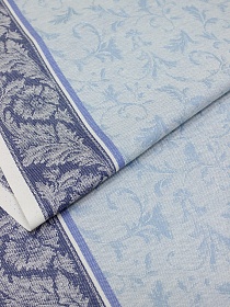 Холст полотенечный жаккард "Василек" цв.темно-синий/голубой, ш.0.5м, лен-30%, хл-70%