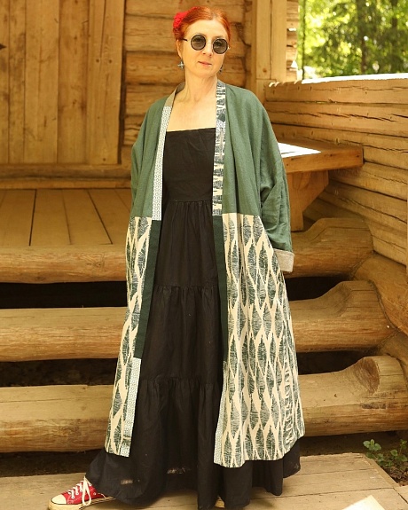 Удлиненный кардиган из полульна и льна