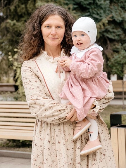 Платье из теплого хлопка "Нежные бутончики"