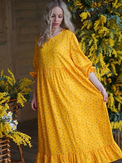 Платье из плательного хлопка "Весенние букетики"