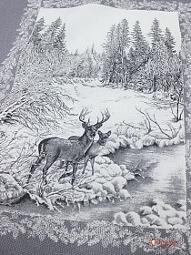 Рогожка "Сочельник - зимний пейзаж" (комп), Сорт2, ш.1.5 м, хлопок-100%, раппорт-64 см