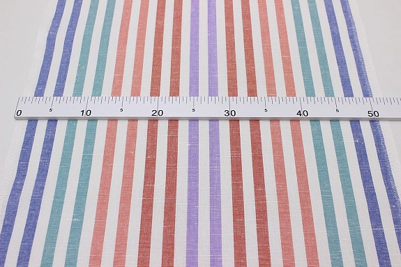 Холст полотенечный "Сиреневые/красные/синие полосы", ш.0.5м, лен-30%, хлопок-70%, 140гр/м.кв