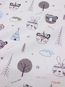 Бязь "Индейцы - мордочки", (комп), СОРТ2, ш.1.5м, хлопок-100%, 120гр/м.кв