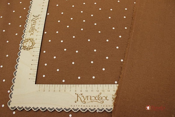 Теплый хлопок "Россыпь гороха на коричневом", ш.1.5м, хлопок-100%, 160гр/м.кв