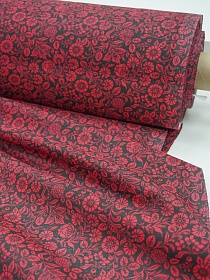 Ситец "Фиона - красные цветы", ш.0.8м, хлопок-100%, 85гр/м.кв