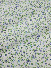 Импорт. хлопок "Цветочное вдохновение (синие цветы)", ВИД2, ш.1.47м, хлопок-100%, 110гр/м.кв